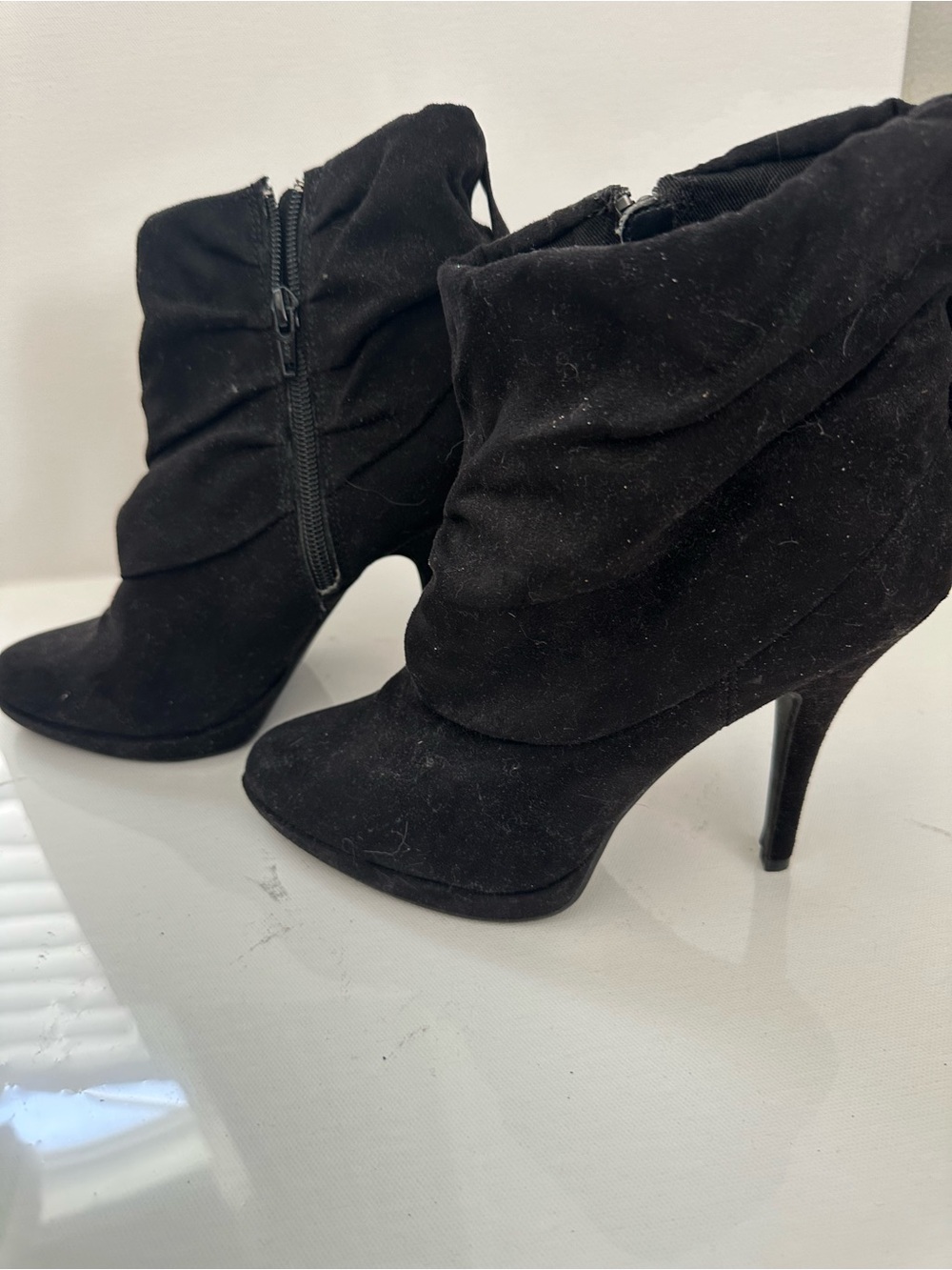J Lo Women's Black Suede High-Heel Ankle Booties